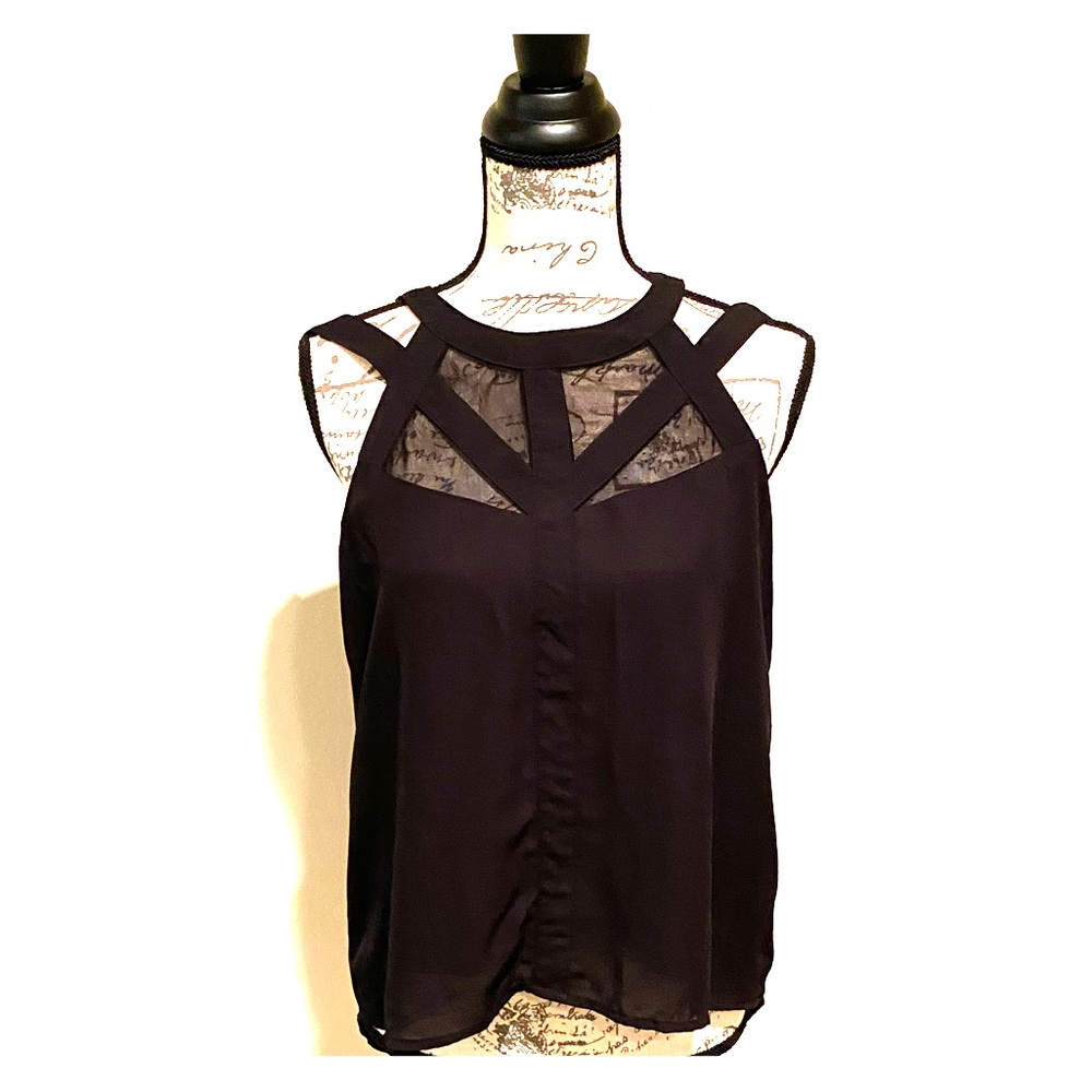 🖤 Black Strappy Tank with mesh underlay